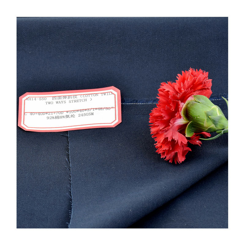 Cotton Four-sided stretch twill woven warp and weft double stretch twill spring and autumn casual wear fashion fabric cotton stretch twill