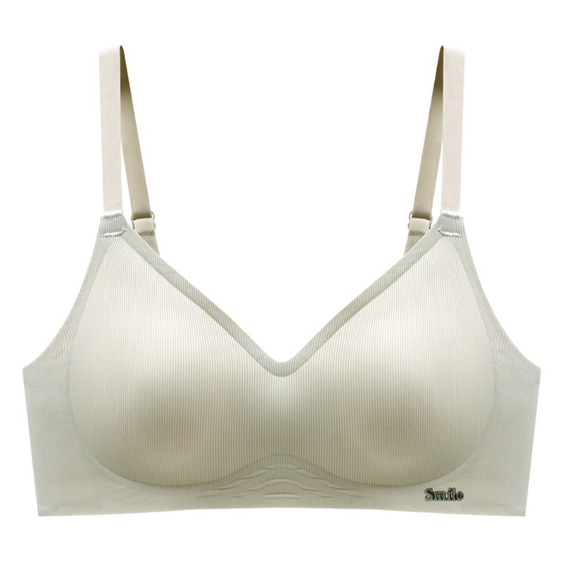 Traceless Underwear Women's Small Chest Gathering Parm Thin Fixed Cup 3D Jelly Strip Soft Support Non-rimped Bra