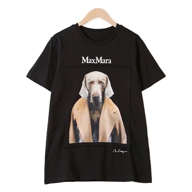 Spring and Summer New Style 70Th Weima Hound Cotton T-Shirt Dog Head Print Short-Sleeved New Casual and Versatile