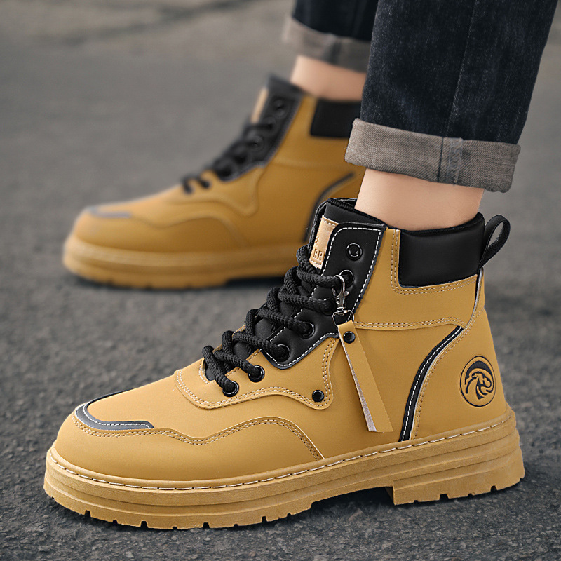 High-top Martin Boots Men's Autumn Men's Shoes British-style Tooling Shoes Men's Korean-style All-match Thick-soled Short Boots Trendy Shoes