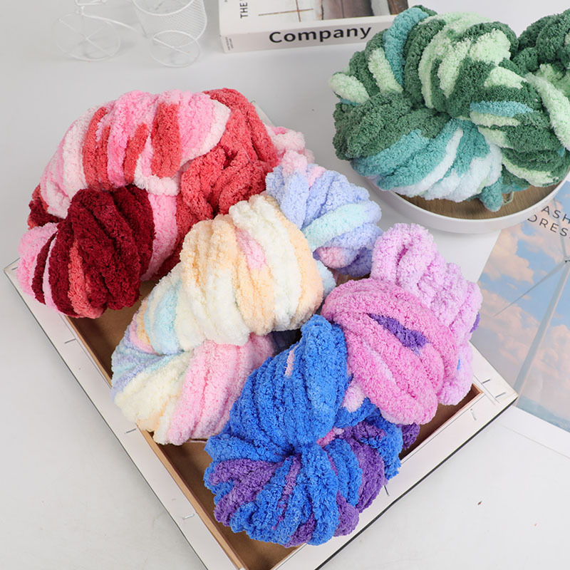 Cross-border exclusive for ultra-thick ice thread chenille coarse wool sausage yarn hand-woven cushion wool wholesale hand-woven