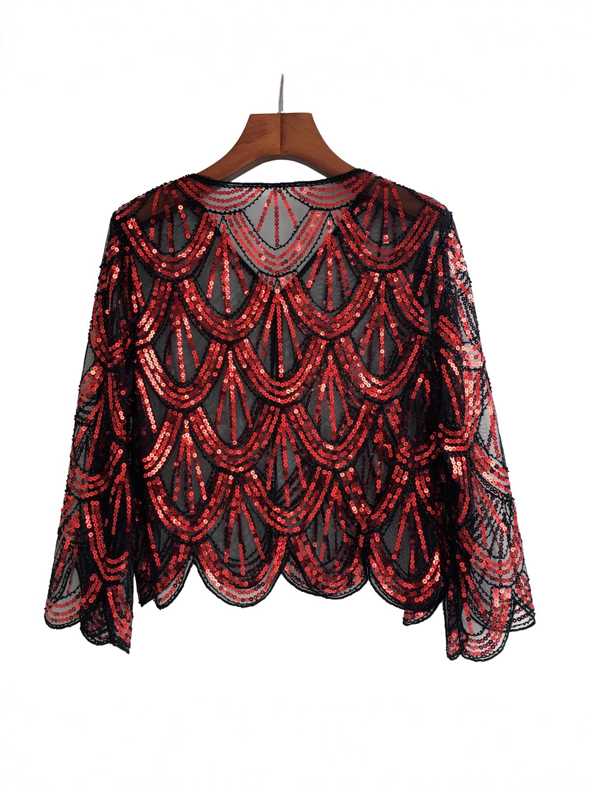 Picture of Cross-border 1920s mesh dress shawl European and American party banquet sequin jacket short mid-sleeve with Amazon