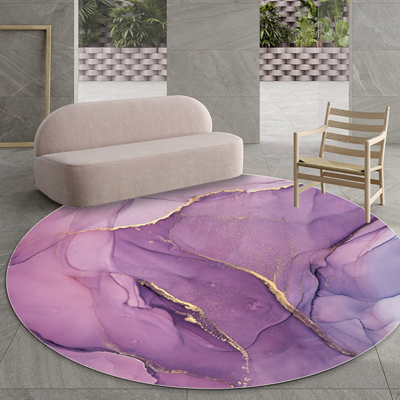 Cross-border Fashion Modern Nordic Beautiful Purple Golden Watercolor Living Room Bedroom Hanging Basket Chair Round Mat Carpet