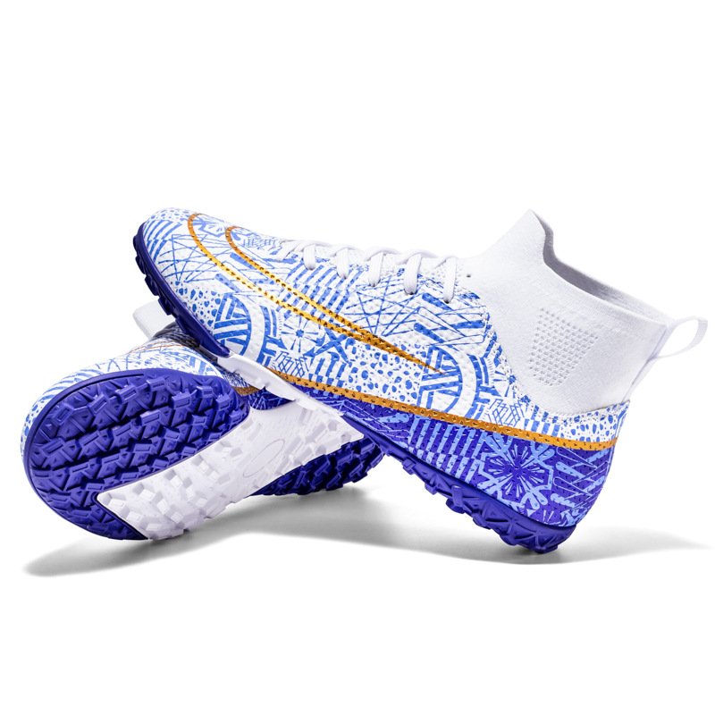 Picture of Cross-Border High-Top Adult Football Shoes for Men and Women Tf Broken Spikes Artificial Turf Ag Long Spikes Student Training Football Shoes Wholesale
