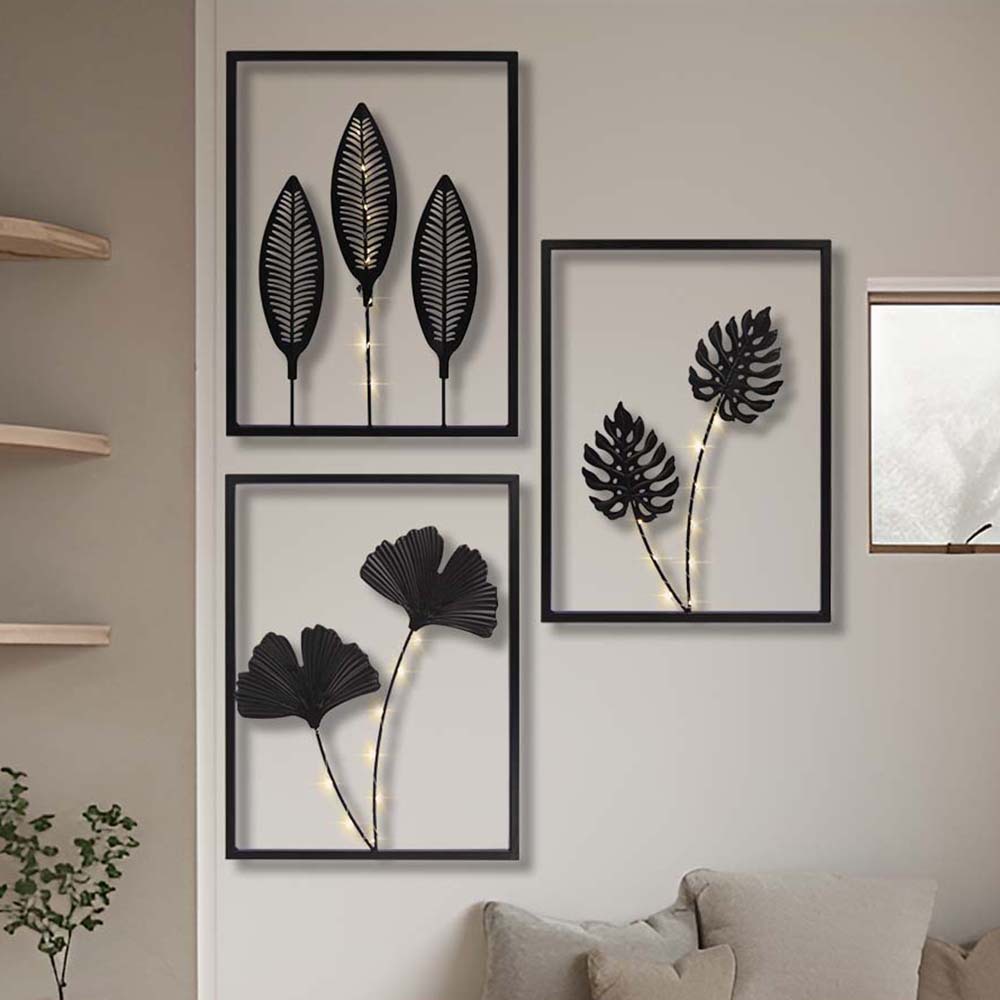 Picture of New Leaf Iron Wall Decoration Creative Living Room Sofa Background Wall Hanging Flower and Leaf Wall Hanging Iron Crafts