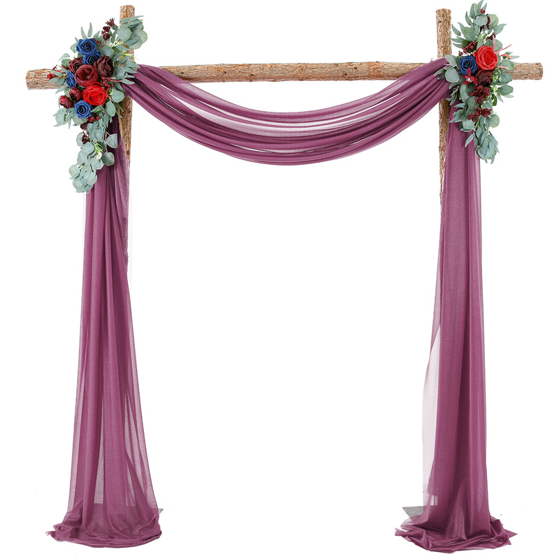 Picture of Cross-Border Popular Wedding Forest Lawn Outdoor Arch Decoration Wedding Arrangement Curtain Pearl Chiffon Gauze Curtain