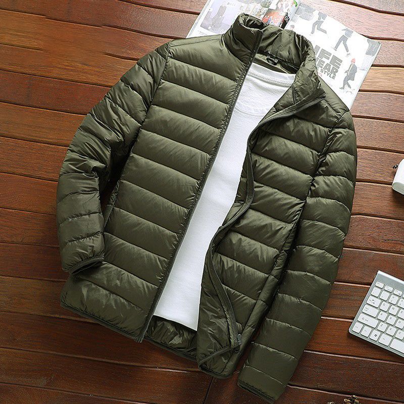 Picture of Handle Autumn and Winter Light Down Cotton-padded Jacket Men's Short Vertical Collar Hooded Middle-aged and Elderly Light Thin Broken Coat