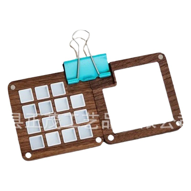 Children's Handmade ins Wind Magnetic Cover Black Walnut 15G Watercolor Pigment Wooden Box Portable Handicraft Paint Box