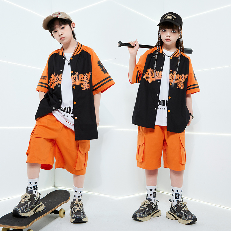 Children's hip-hop suit hiphop trendy clothing boys hip-hop coat performance clothing fried street jazz catwalk fashion brand summer