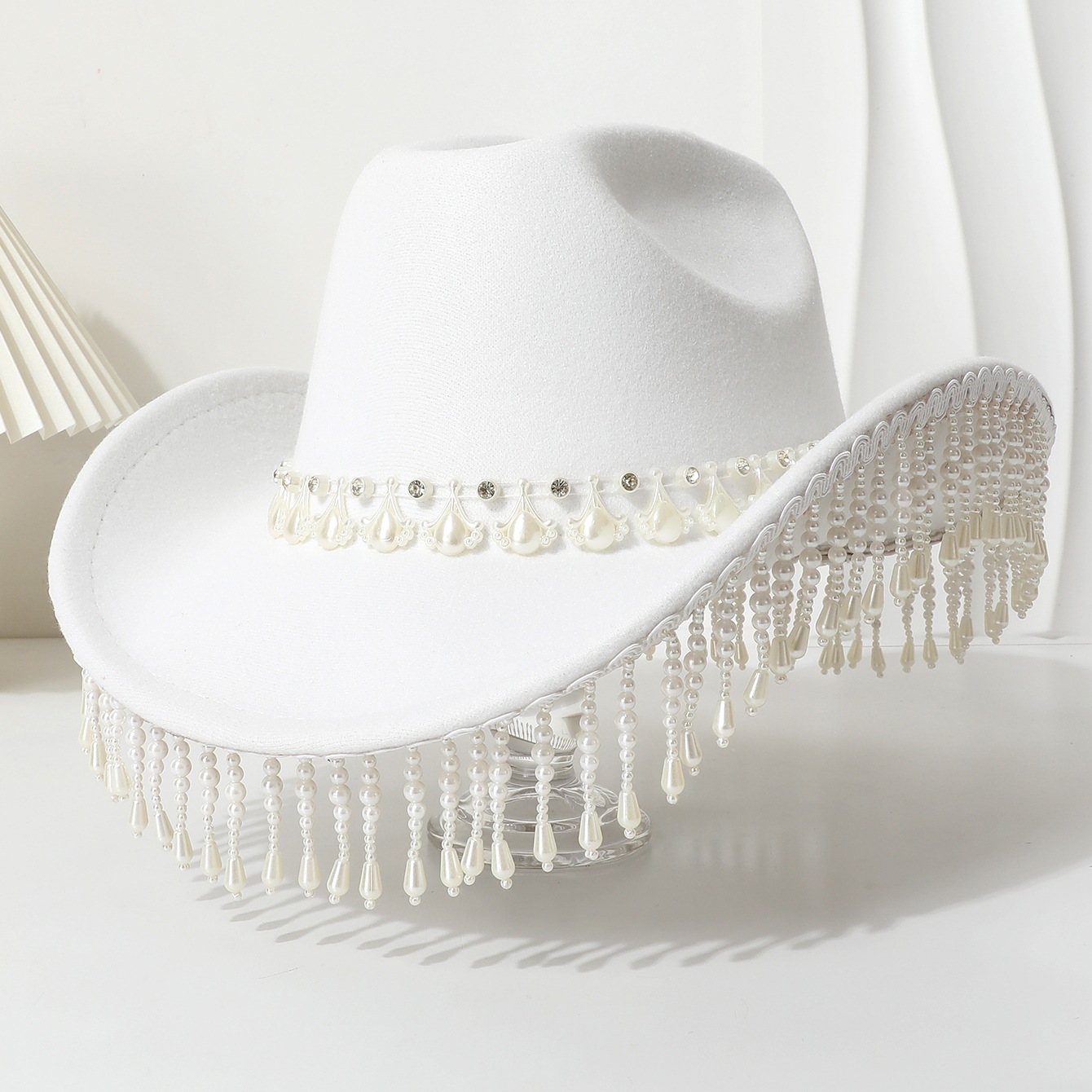 Europe and the United States cross-border AliExpress Amazon crystal tassel western Denim hat festival party jazz hat felt hat
