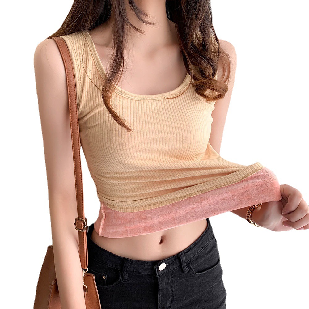 Picture of 2021 New Autumn and Winter Warm Vest Women's Fleece-lined Thickened Bottoming Top Slim-fit Tight Vest for Women