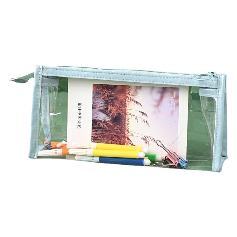 Ready Stock Transparent Pvc Zipper Bag Cosmetic Bag Student Colorful Stationery Bag Travel Toiletry Plastic Storage Bag Wholesale