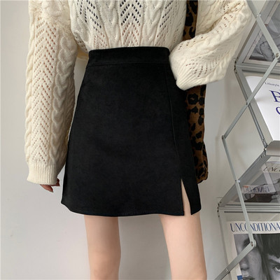 Half-length skirt black solid color spring hip 2024 word Joker women's Korean high waist slimming skirt new A