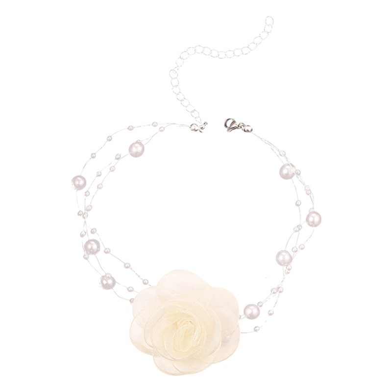 Mori Pearl Flower Necklace Choker Neck Accessories Niche Design French Style Gentle Necklace Women's Clavicle Chain
