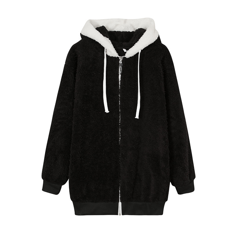 Picture of 9732# Amazon Wish Independent Station Best Selling New Fall/Winter Loose Plush Zipper Hooded Jacket Wei Yi