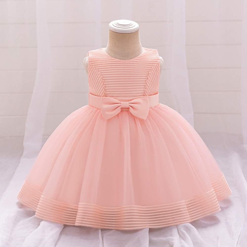 Amazon New Baby Dress One Year Old Baby Gauze Wash Dress Bow Wedding Flower Girl Princess Dress