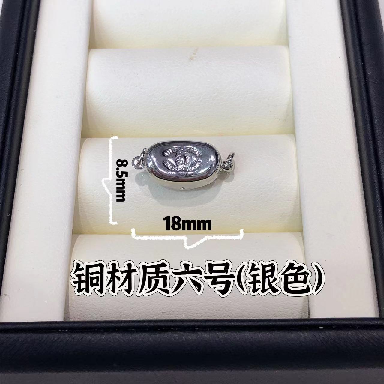 Picture of New S925 Sterling Silver Button Pearl Silver Accessories Pearl Bracelet Necklace Buckle Press Ingot-Shaped Stick Buckle DIY