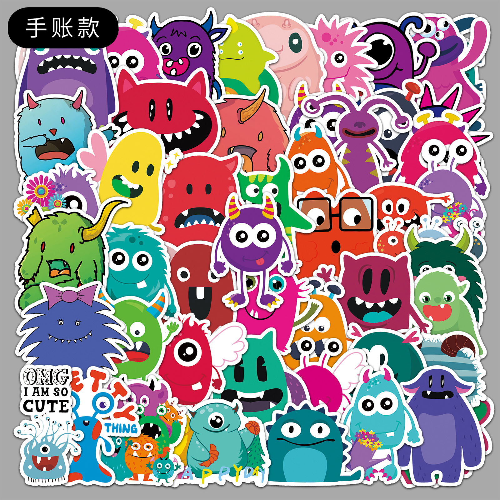 50 hand account small monster painted personality cross-border cartoon goo card creative DIY skateboard luggage stickers waterproof