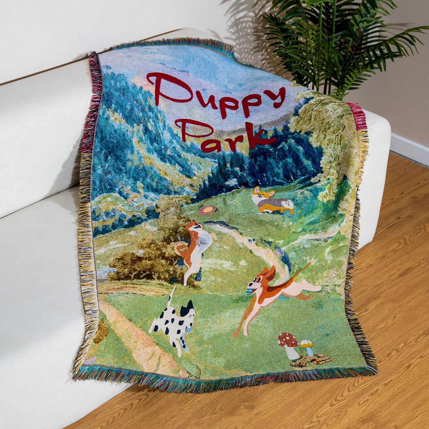 Picture of in stock Living Room Wall Decorative Tapestries Pastoral Style Anime Gift Blanket Woven Jacquard Cover Blanket Cotton Soft and Comfortable