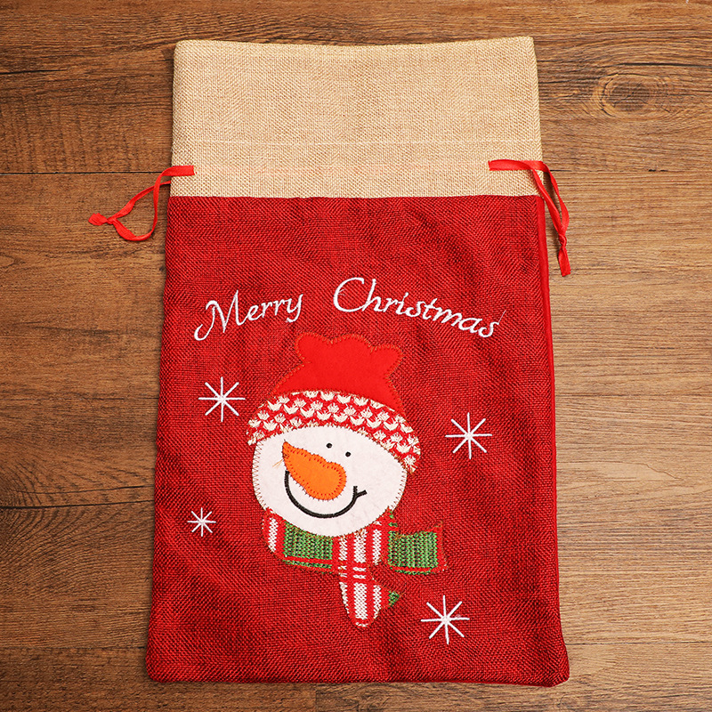 Picture of Christmas Gift Bag Apple Bag Large Bezel Drawstring Gift Bag Christmas Decoration Accessories Props Scene Layout