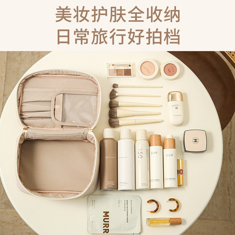 Picture of Spot Wholesale Cross-Border Pu Satchel Cosmetic Bag with High Appearance and Large Capacity Satchel Waterproof Cosmetics Bag Travel Toiletry Bag