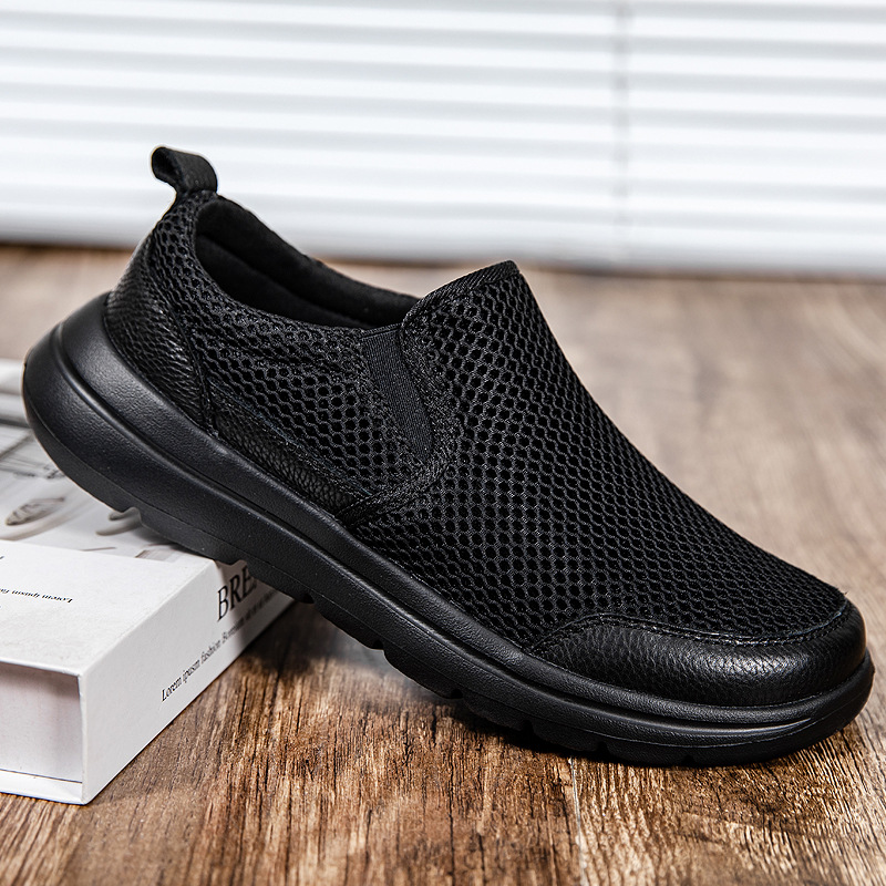 Cross-Border New Large Size Men's Mesh Shoes, Breathable and Comfortable Slip-On Lazy Casual Shoes, Lightweight Outdoor Walking Shoes for Men