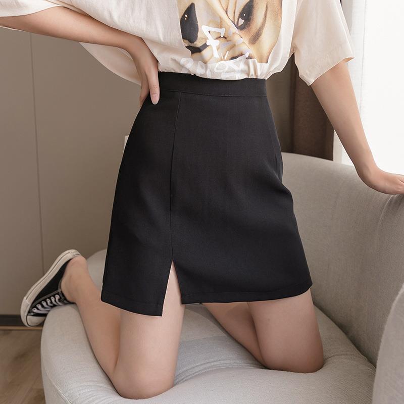 High-Waisted Skirt for Women, Summer 2024 New Style, Elegant Suit A-Line Skirt, Slimming, Versatile, Slit, Pencil Skirt, Short Skirt