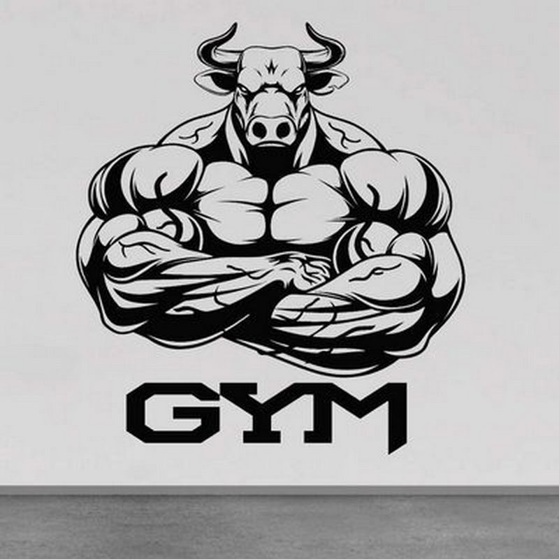 GYM Cow Head Cow Head Personal Pattern GYM Decoration Carved Wall Sticker