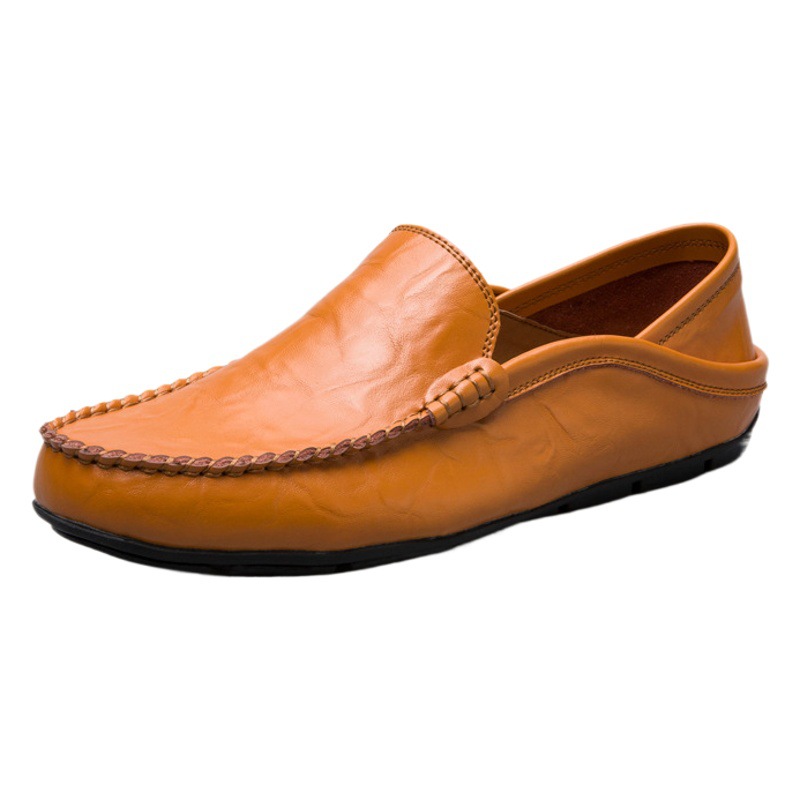 20138 Men's Cotton Shoes Leather Shoes for Autumn Driving Flat Shoes Large Size Slip-On British Style Loafers Casual Versatile Men's Shoes