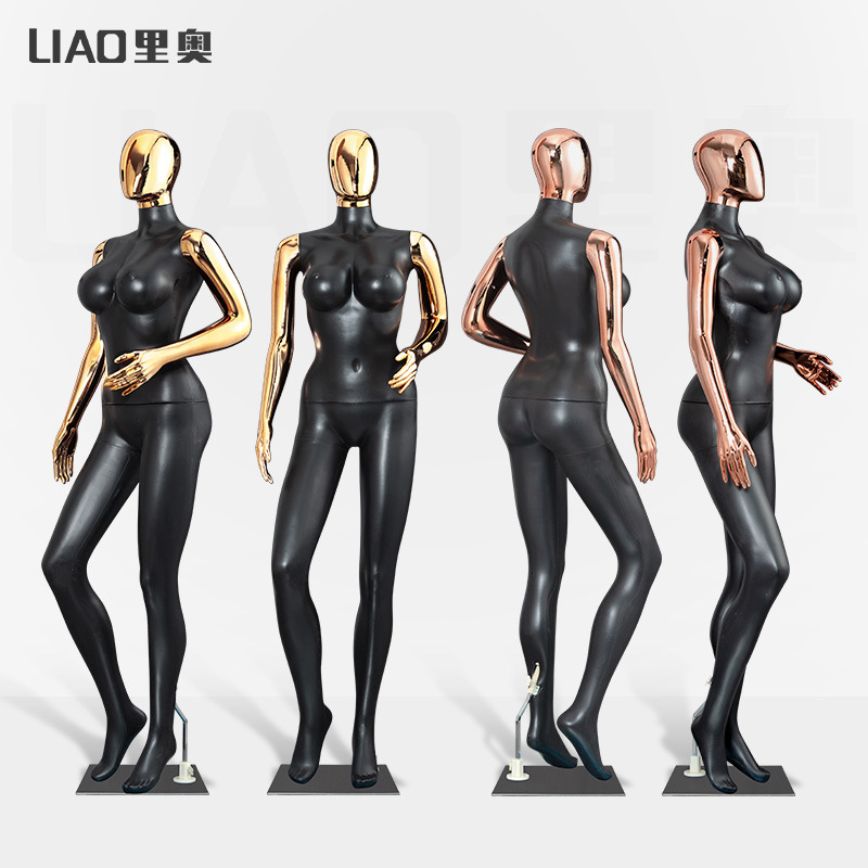 Electroplated Gold Rose Gold Head Hand plus size Mannequin Props Model Women's Clothing Window Display Dummy Table Full Body