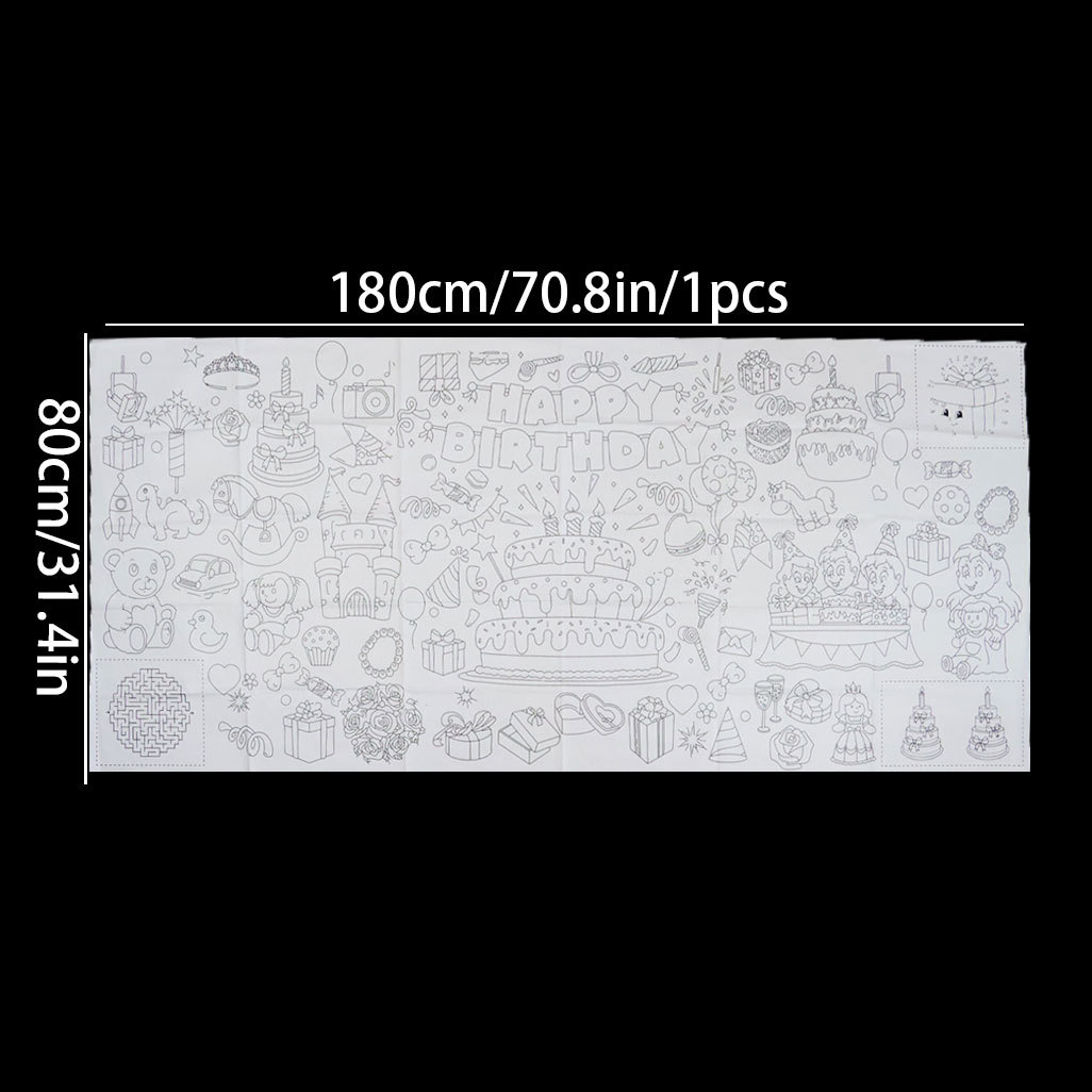 Picture of Paper Tablecloth Children's Coloring Graffiti Tablecloth Children's Painting Coloring Birthday Party Disposable Tablecloth Paper Tablecloth