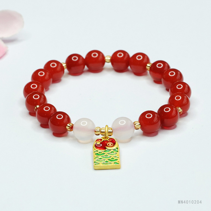 As soon as Yu natural red agate bracelet pigeon red chalcedony bracelet female national tide factory wholesale generation MN4010204