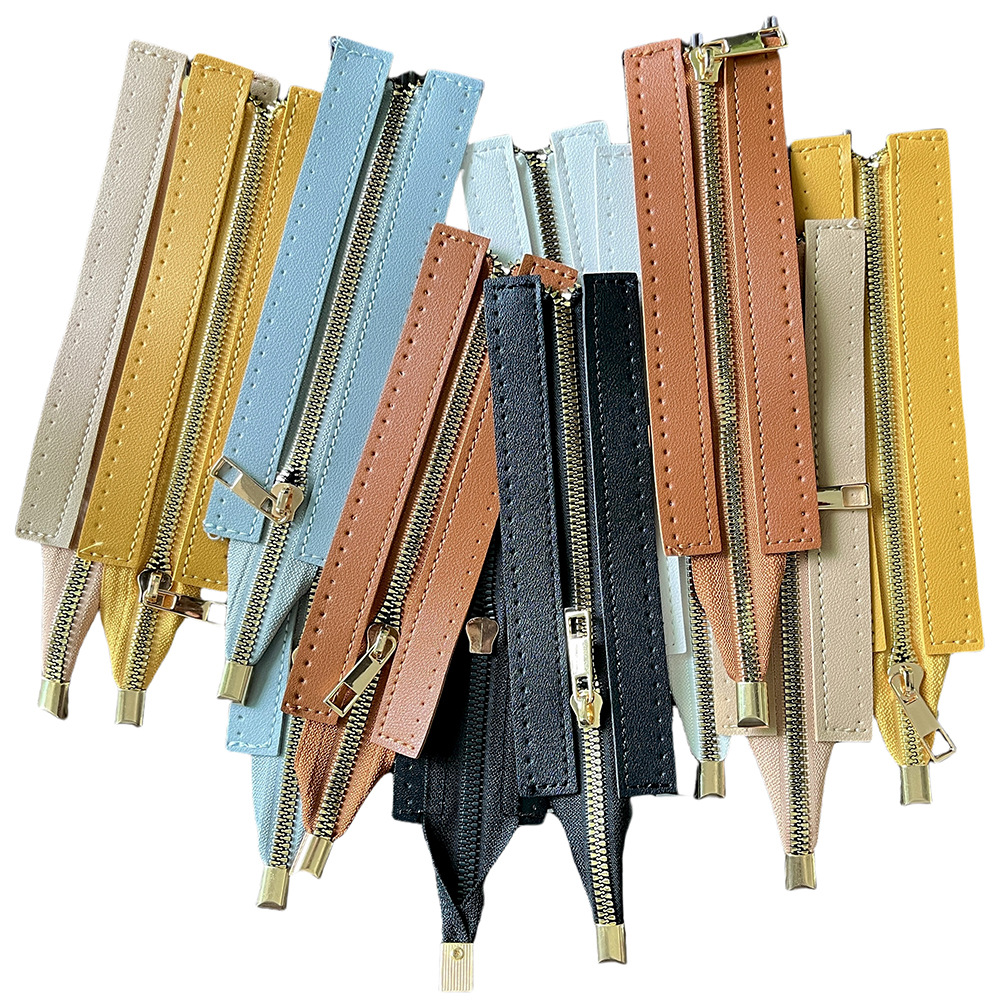 Handmade zipper leather zipper woven bag zipper strip stitch hole 18/30cm long stitch zipper