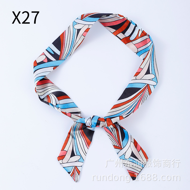 Picture of Silk Scarf Wholesale Long Beveled Small Silk Scarf Double-layer All-match Hair Belt Ribbon Decoration Tie Bag Hand Gift Box Silk Scarf