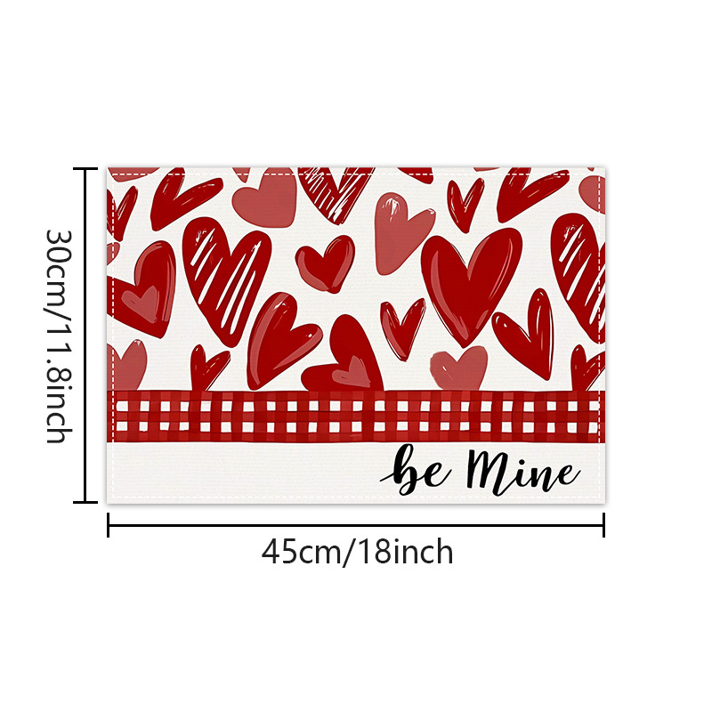 Picture of Valentine's Day Love Rose Printed Placemat Love Love Linen Table Mat Cross-border Home Kitchen Heat Insulation Mat Coaster