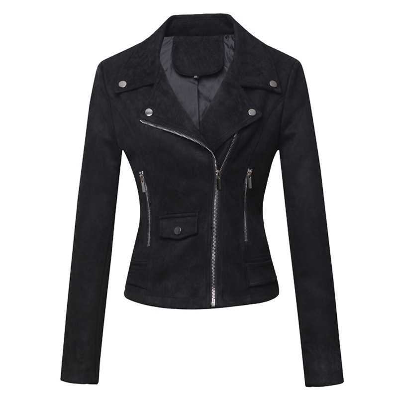 Picture of Cross-border exclusive for new European and American women's motorcycle coat women's leather short slim suede leather jacket women