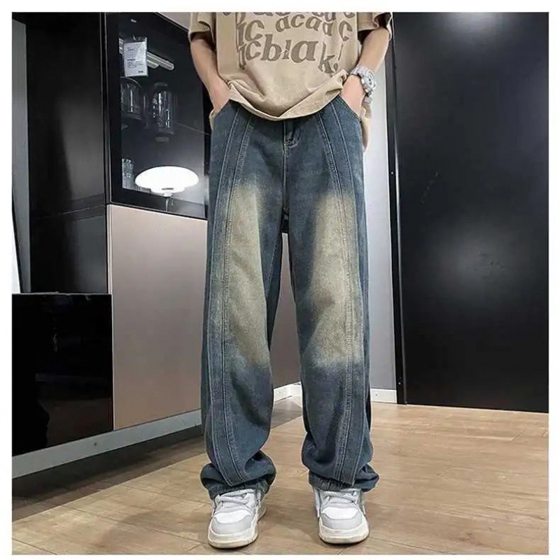 Hong Kong Style Casual New Jeans Summer American Style Loose Wide Leg Pants 2023 Straight High Street Trendy Pants