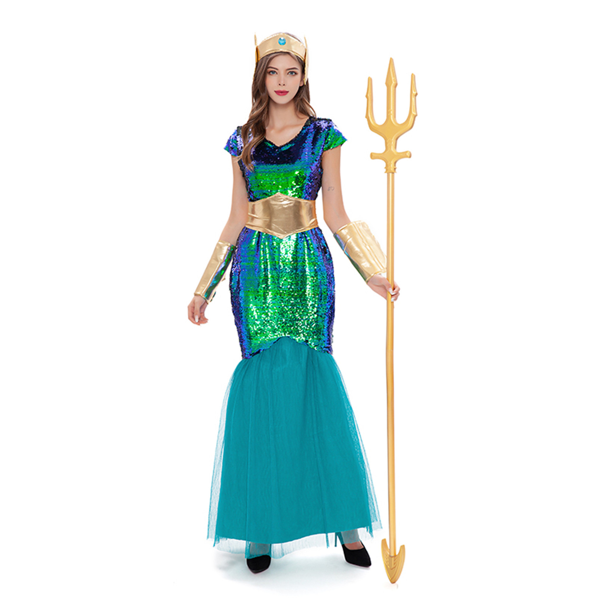 Picture of COSPALY Halloween Annual Meeting adult Greek Roman myth Goddess Naga siren sea god dress up costume