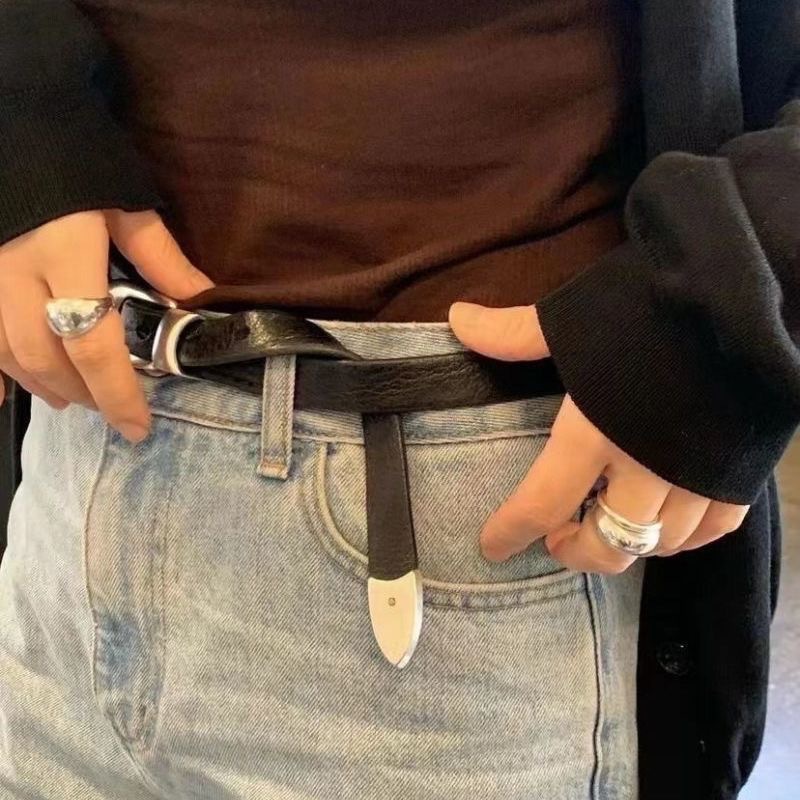 Trendy Korean Style INS Artistic Youth Silver Buckle Women's Decorative Niche Belt Belt Fine Fashion Matching Clothing
