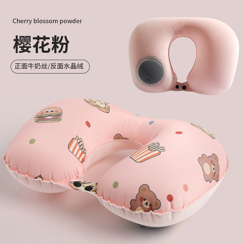Picture of Inflatable U-shaped Pillow Cool Pressing Inflatable Pillow Travel Portable Neck Pillow Travel Sanbao Storage Pillow for Airplane