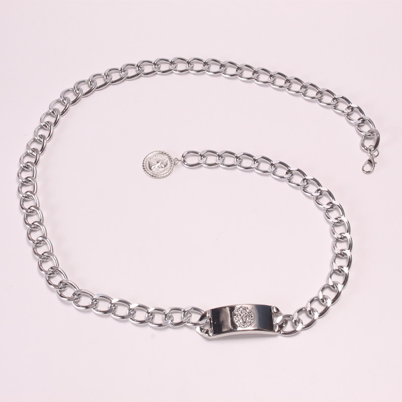 Picture of European and American Street Show 2021 New Fashionable Skirt Accessories Lion Head Decoration Belt Metal Thick Waist Chain