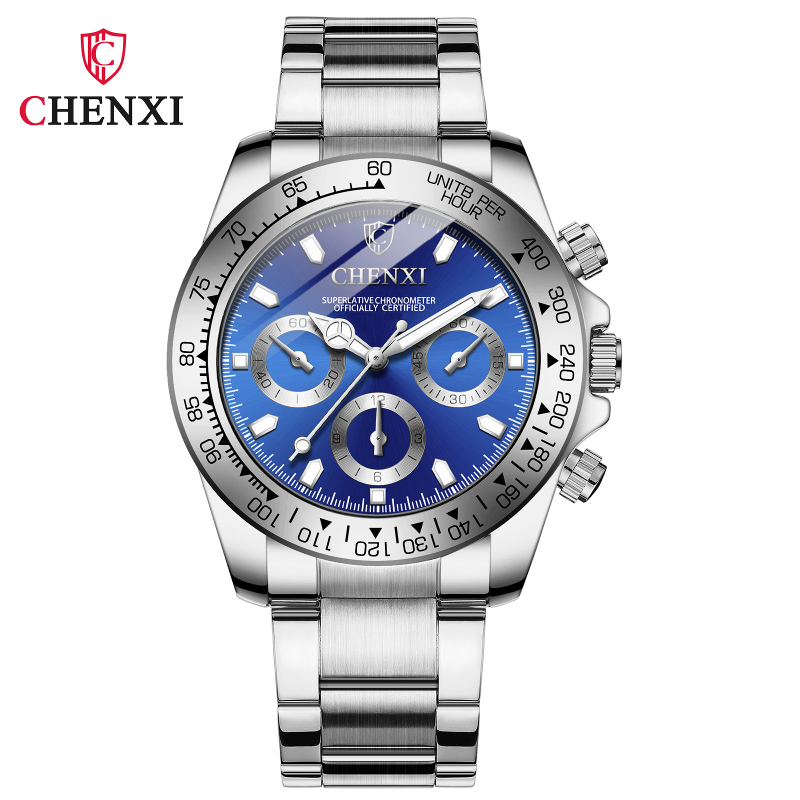 CHENXI Dawn Watch Cross-border Wholesale Steel Band Men's Watch Waterproof Luminous Watch Sports Watch 086A Silver