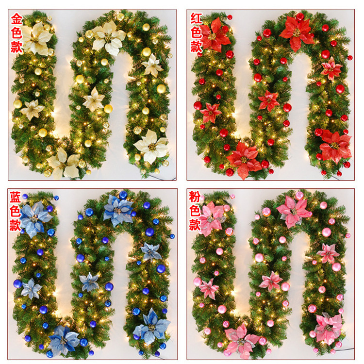 2.7 meters cross-border encrypted Christmas decoration rattan hotel mall bar door hanging decoration golden PVC Christmas Rattan