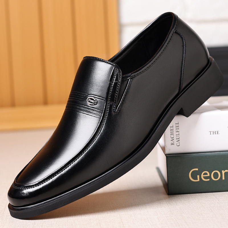 Men's Shoes Spring and Autumn Breathable Middle-aged and Elderly Casual Dad Shoes plus size Leather Shoes Men's Business Dress Cross-border One-Piece Hair
