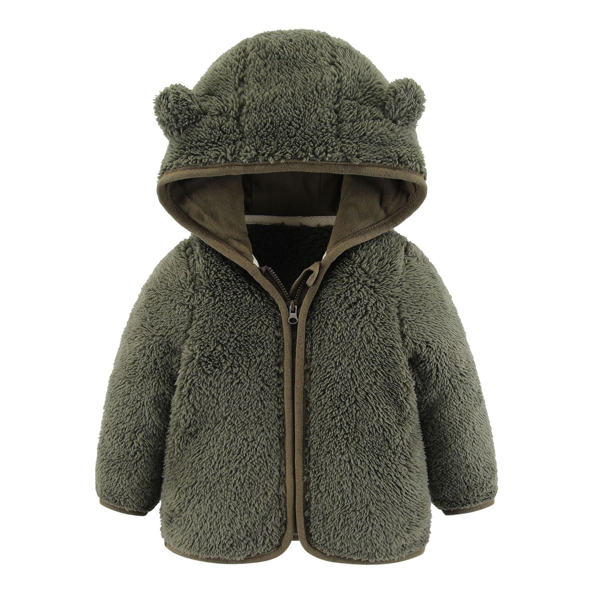 Picture of Children's European and American Spring and Autumn Long Sleeve Plush Top Zipper Warm Hooded Coat for Boys and Girls