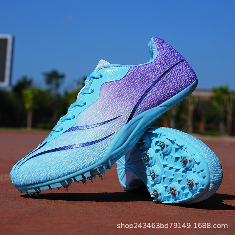 Factory track shoes breathable mesh 8 nail sprint sneaker lightweight spikes elastic sole running shoes one-piece delivery
