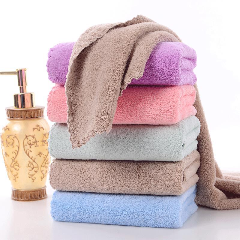 Coral fleece lace towel face towel 30*60 thick soft absorbent plain color towel square handkerchief wholesale