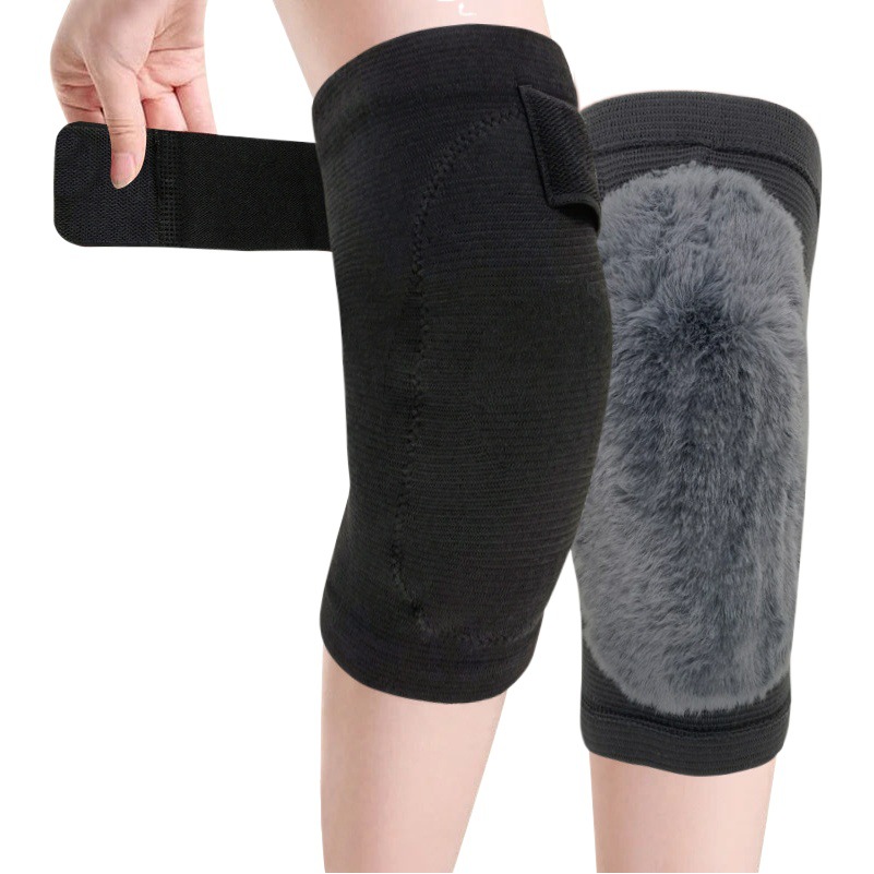 Manufacturer Wholesale Custom-Made Strap-On Faux Rabbit Fur Knee Pads for Winter Warmth, Suitable for Cycling and Running Sports, with Added Fleece for Joint Protection
