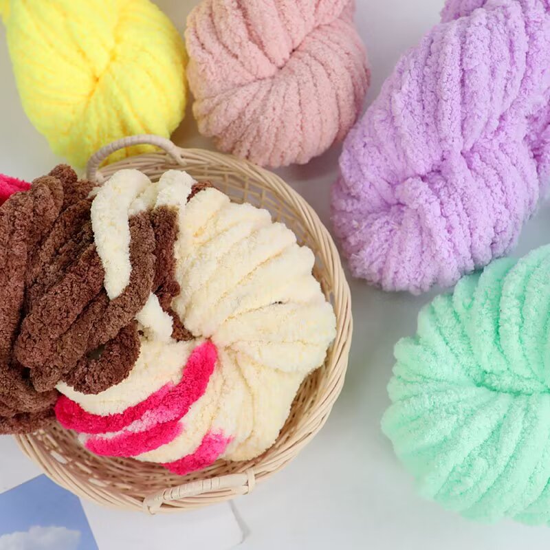 Chunky Yarn for Knitting Cat Tail Bags, Cushions, and Blankets; Soft Yarn for Finger Knitting and Wrapping Around Large Trees