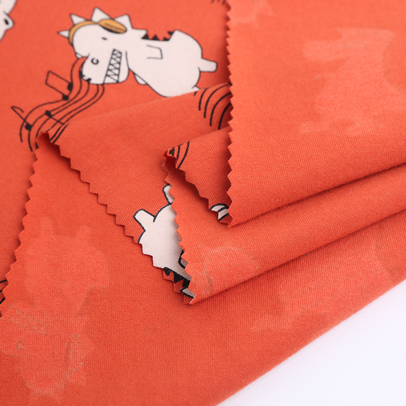 Picture of Lycra Cotton Cartoon Printed Sweat Fabric Spandex Stretch Knitted Fabric Combed Cotton Children's Underwear suit T-shirt Fabric